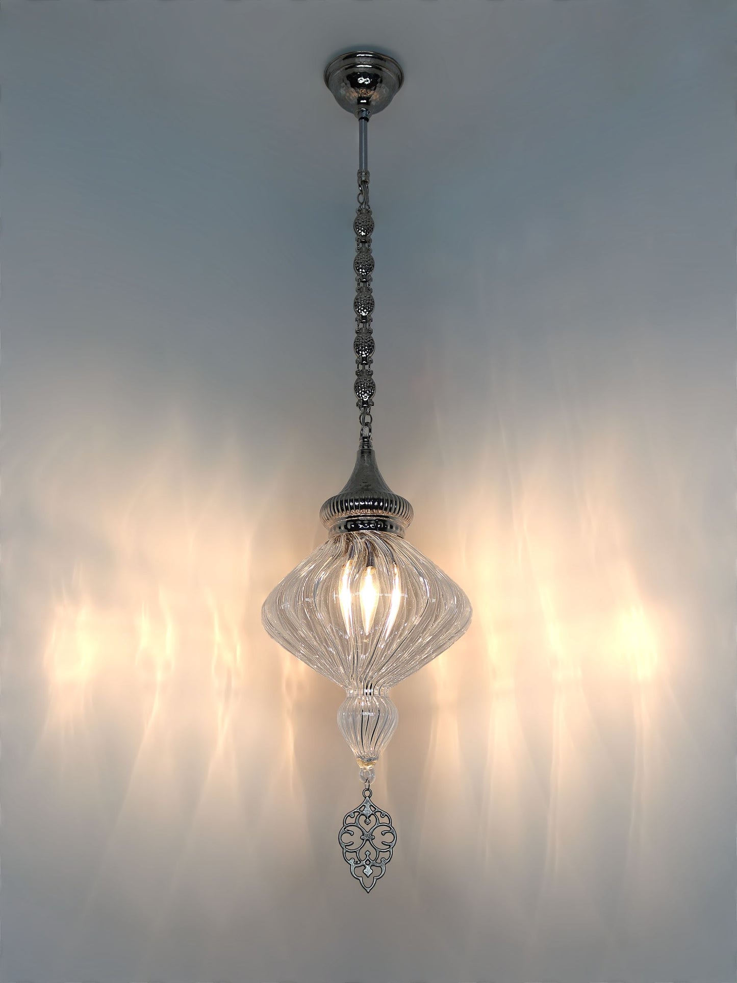 Handmade Pyrex Blown Glass Ceiling Lamp