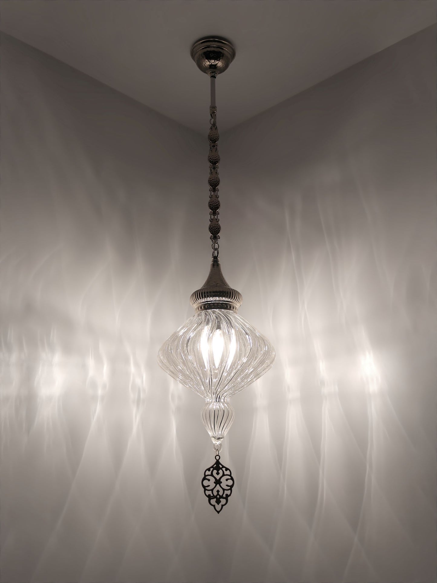 Handmade Pyrex Blown Glass Ceiling Lamp