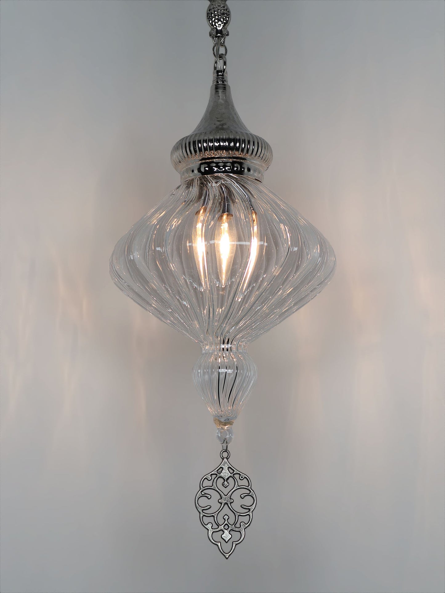 Handmade Pyrex Blown Glass Ceiling Lamp