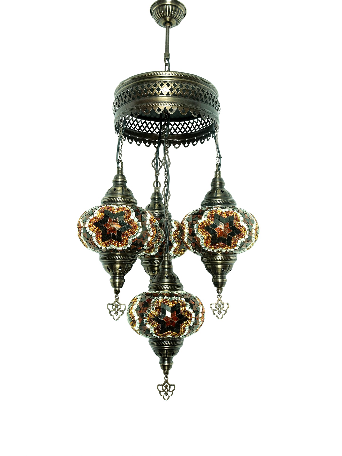 Turkish Mosaic Chandelier 4 Globe Dıfferent Color