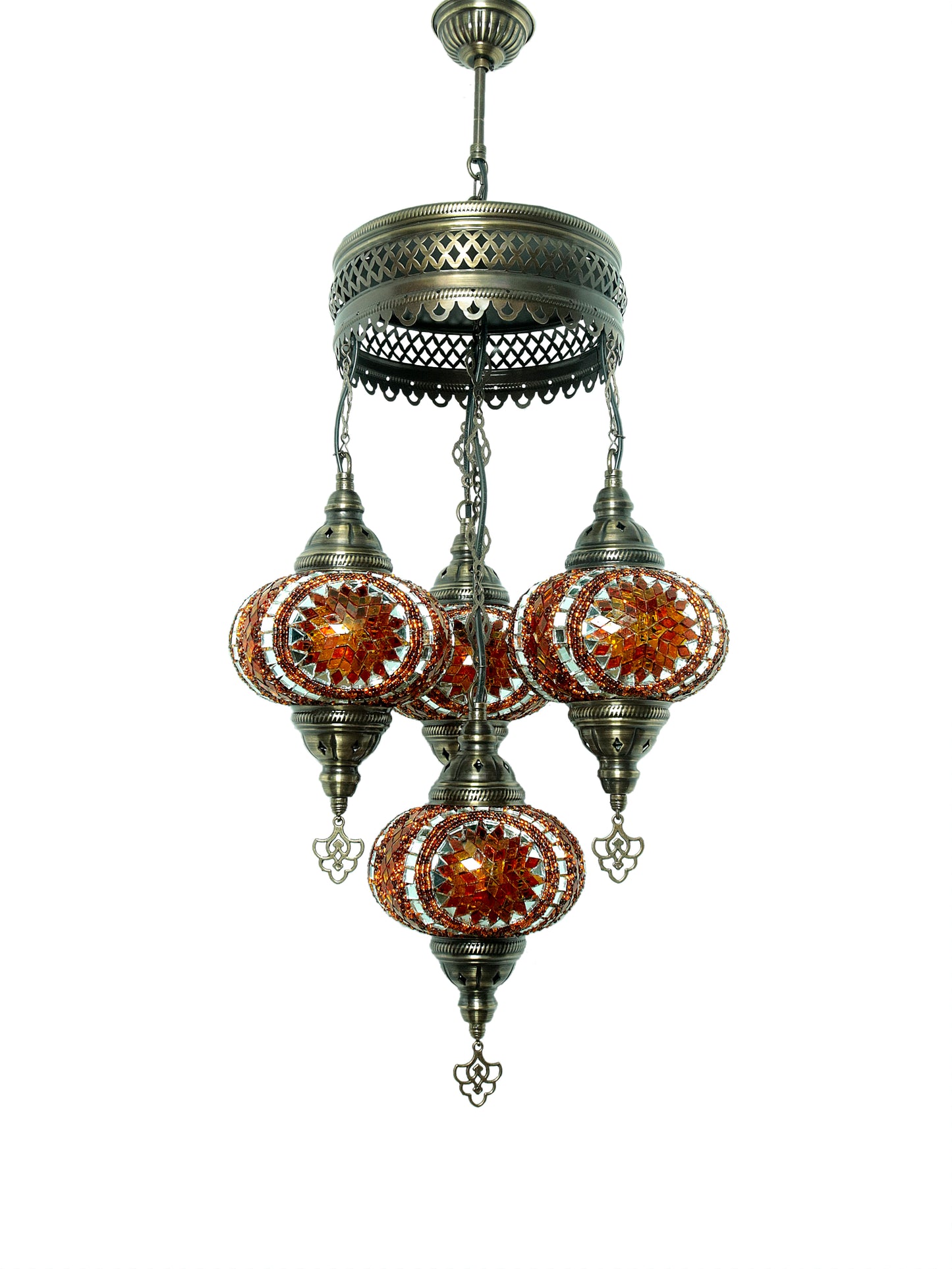 Turkish Mosaic Chandelier 4 Globe Dıfferent Color