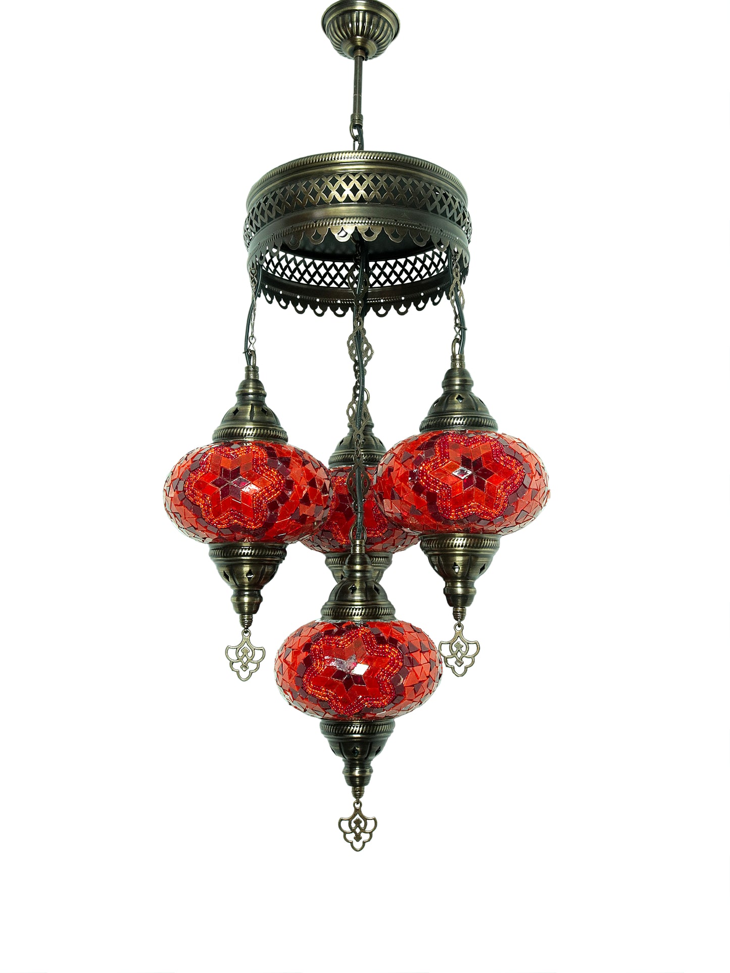 Turkish Mosaic Chandelier 4 Globe Dıfferent Color