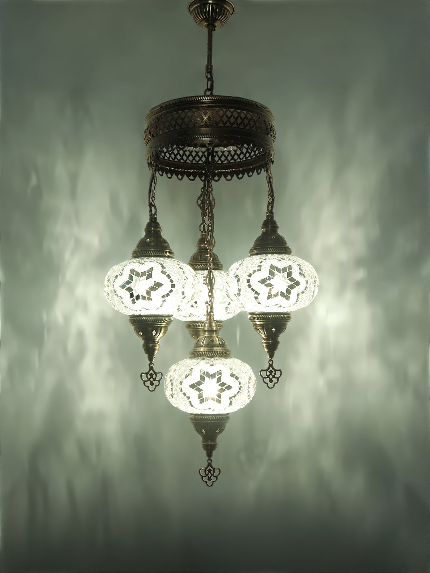 Turkish Mosaic Chandelier 4 Globe Dıfferent Color