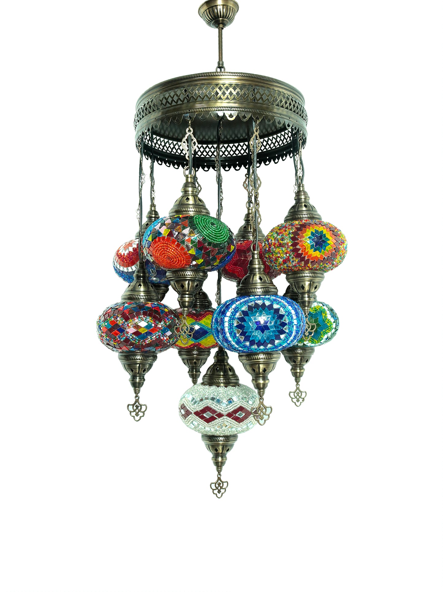 Authentic Turkish Ottoman Mosaic Chandelier 9 globe