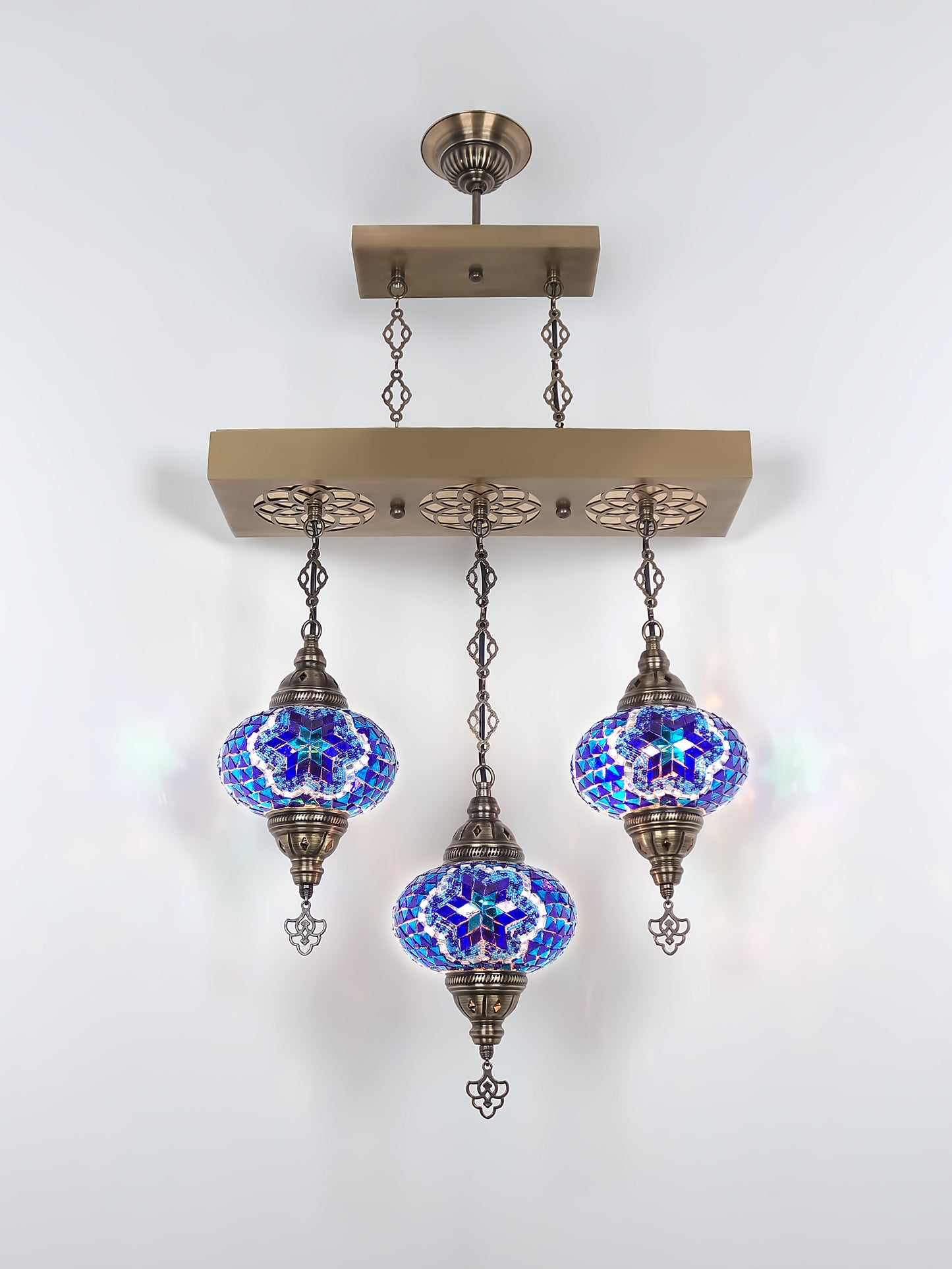 Turkish 3 Globes Mosaic Glass Chandelier Lighting