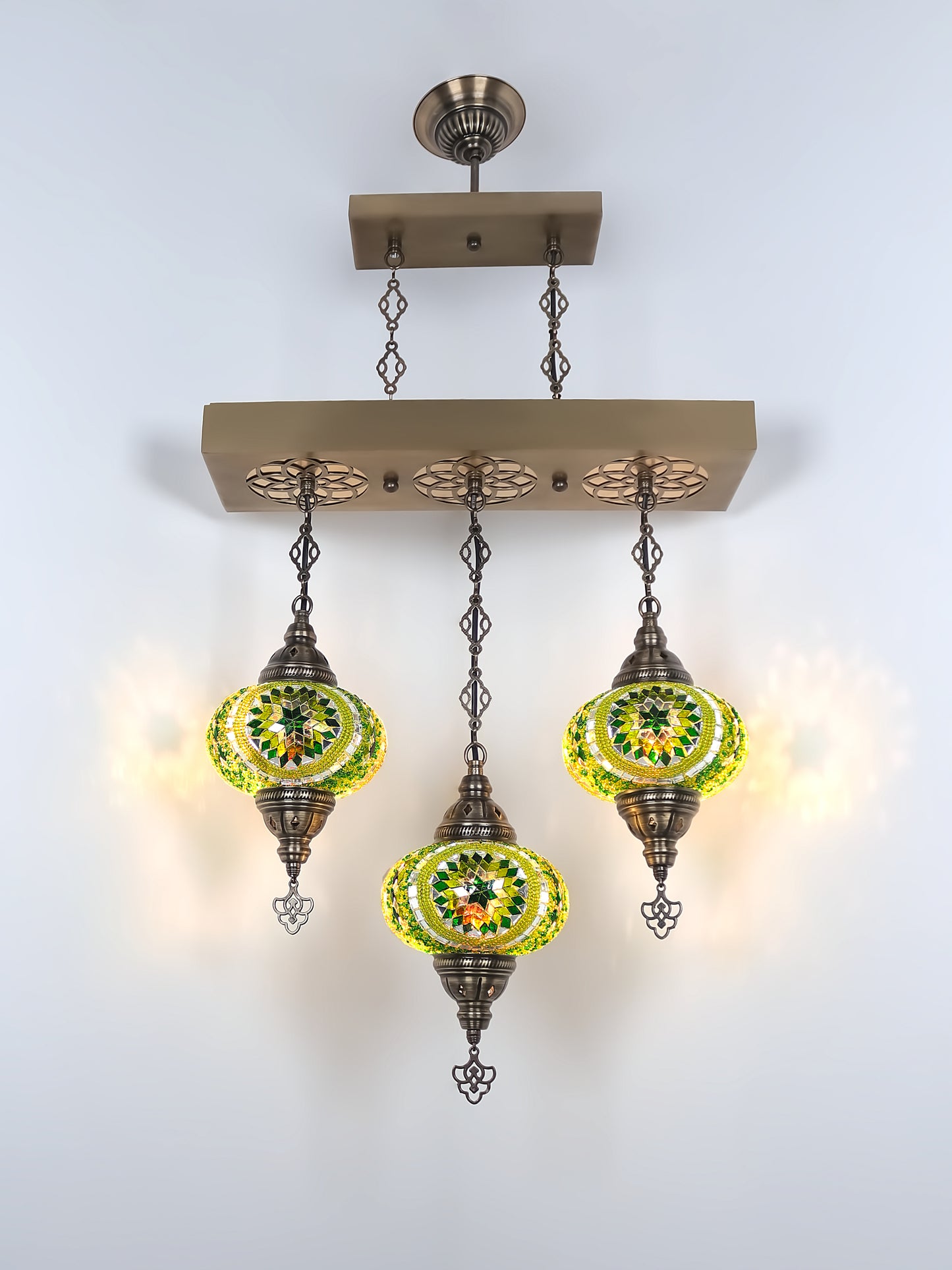 Turkish 3 Globes Mosaic Glass Chandelier Lighting