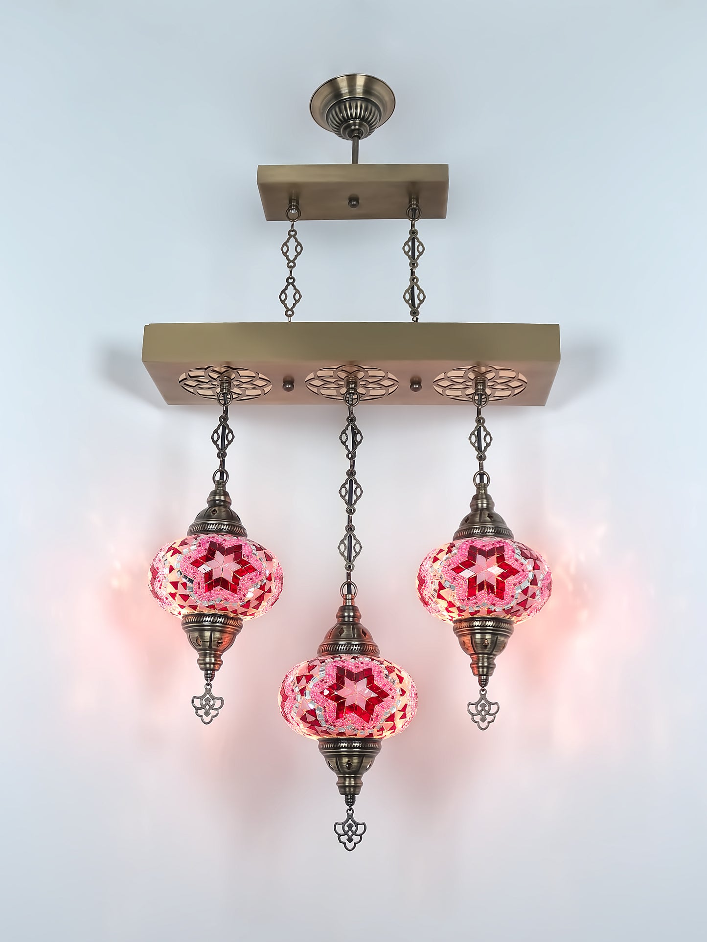 Turkish 3 Globes Mosaic Glass Chandelier Lighting