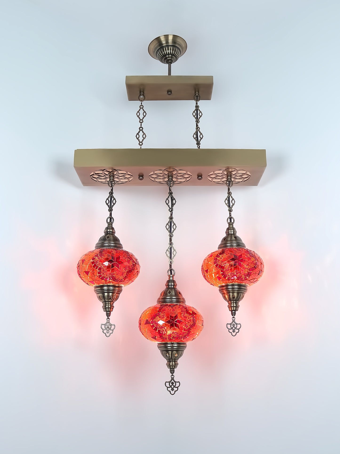 Turkish 3 Globes Mosaic Glass Chandelier Lighting