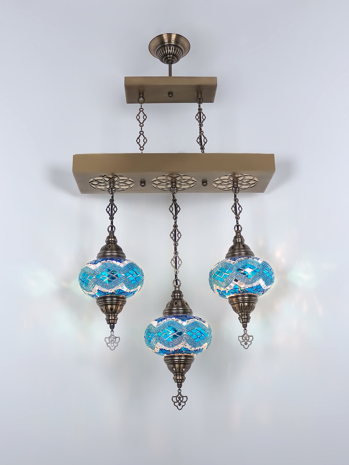 Turkish 3 Globes Mosaic Glass Chandelier Lighting