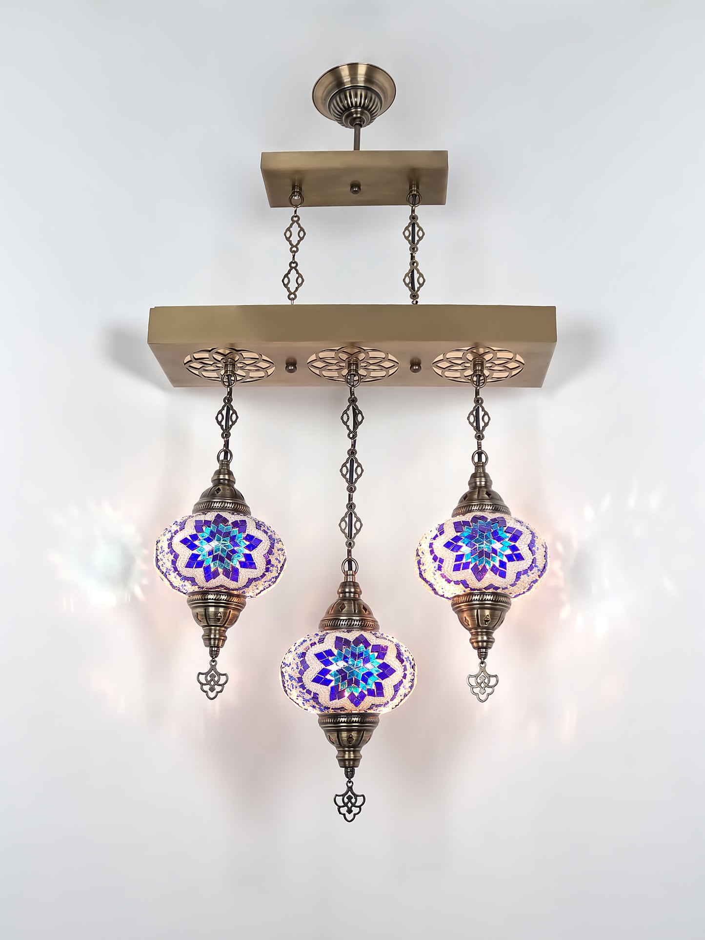 Turkish 3 Globes Mosaic Glass Chandelier Lighting