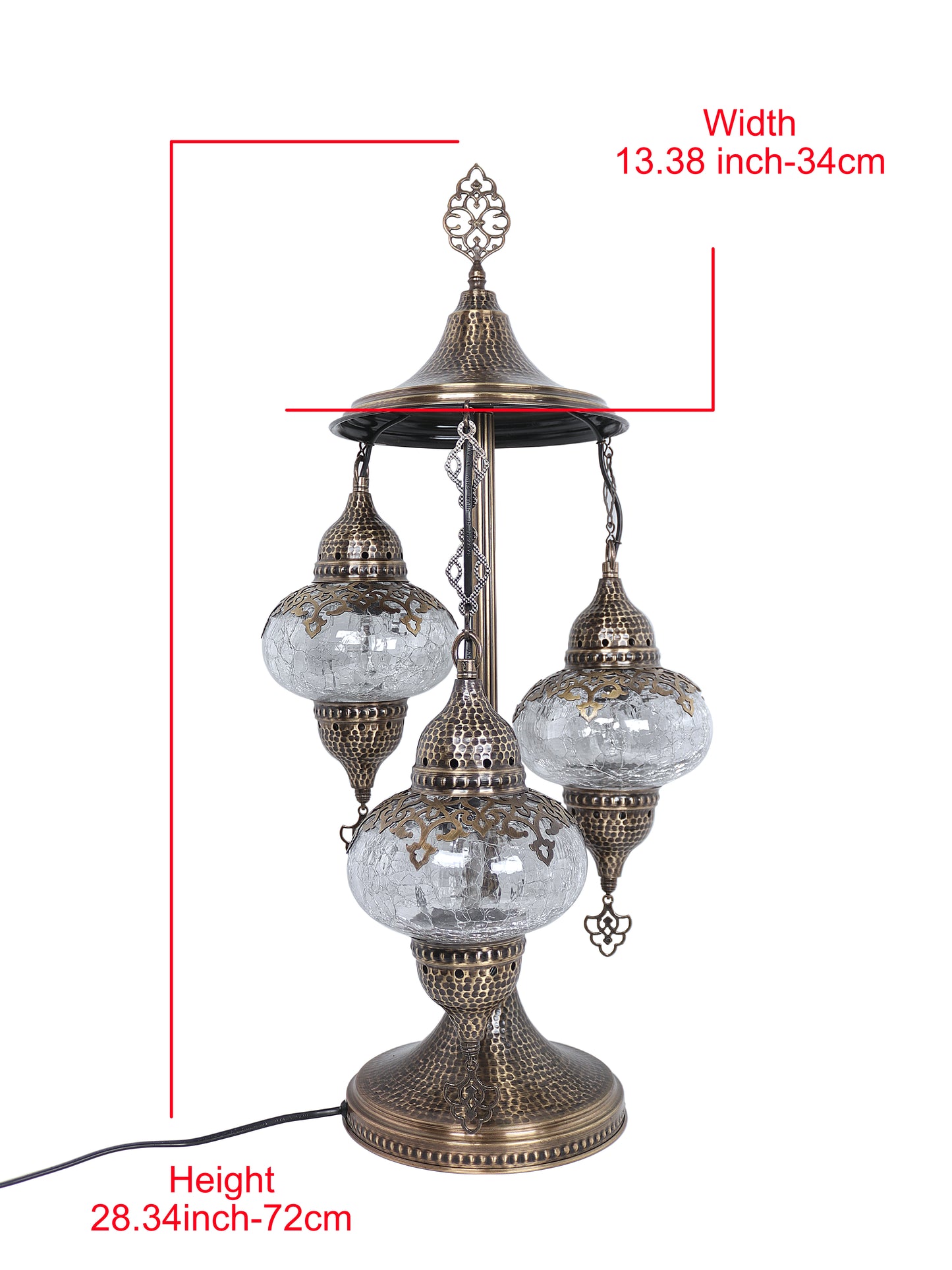 Turkish 3Globe Table Lamp With Cracked Pattern