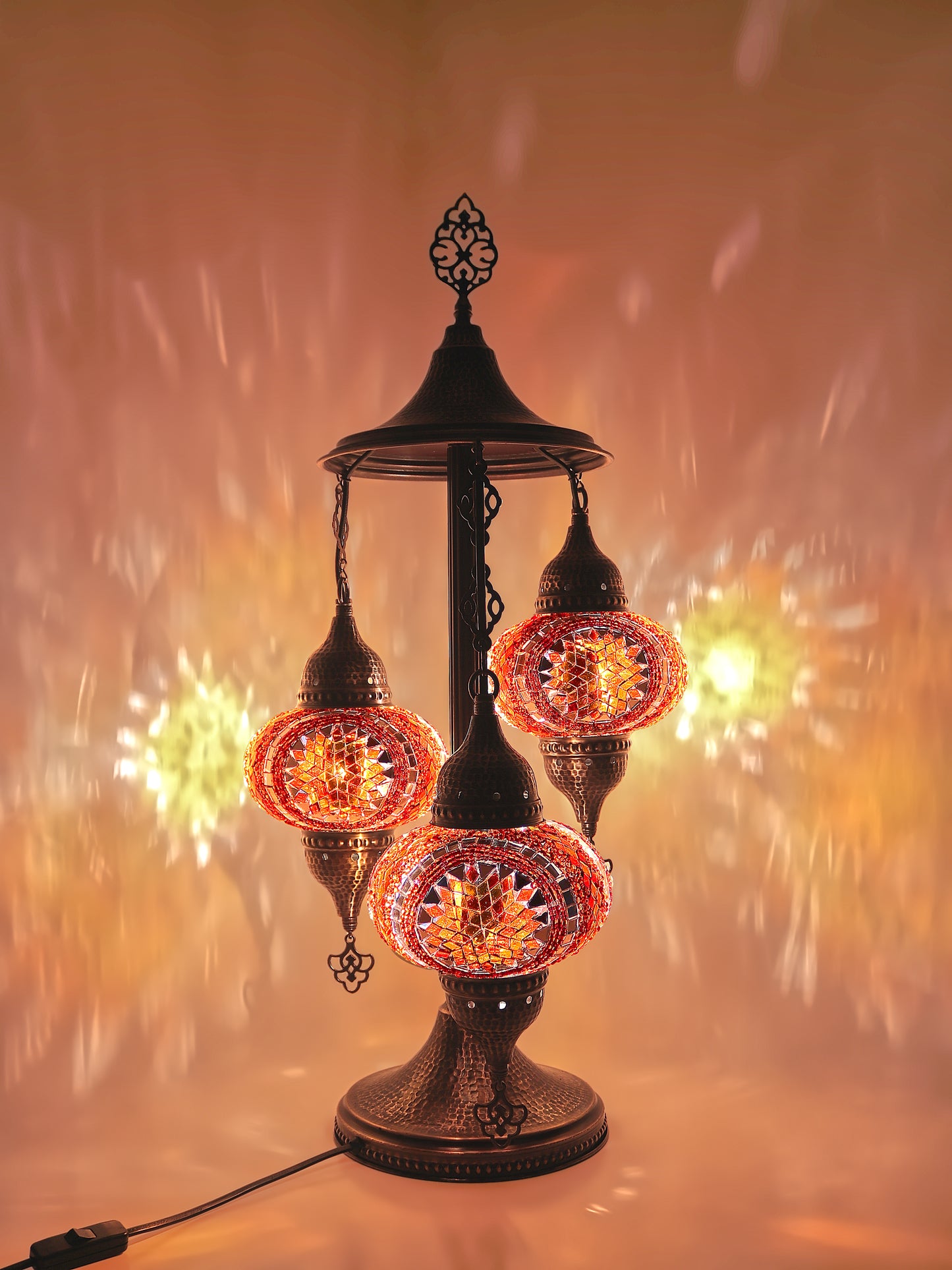 Turkish Mosaic Table Lamp 3 Globe