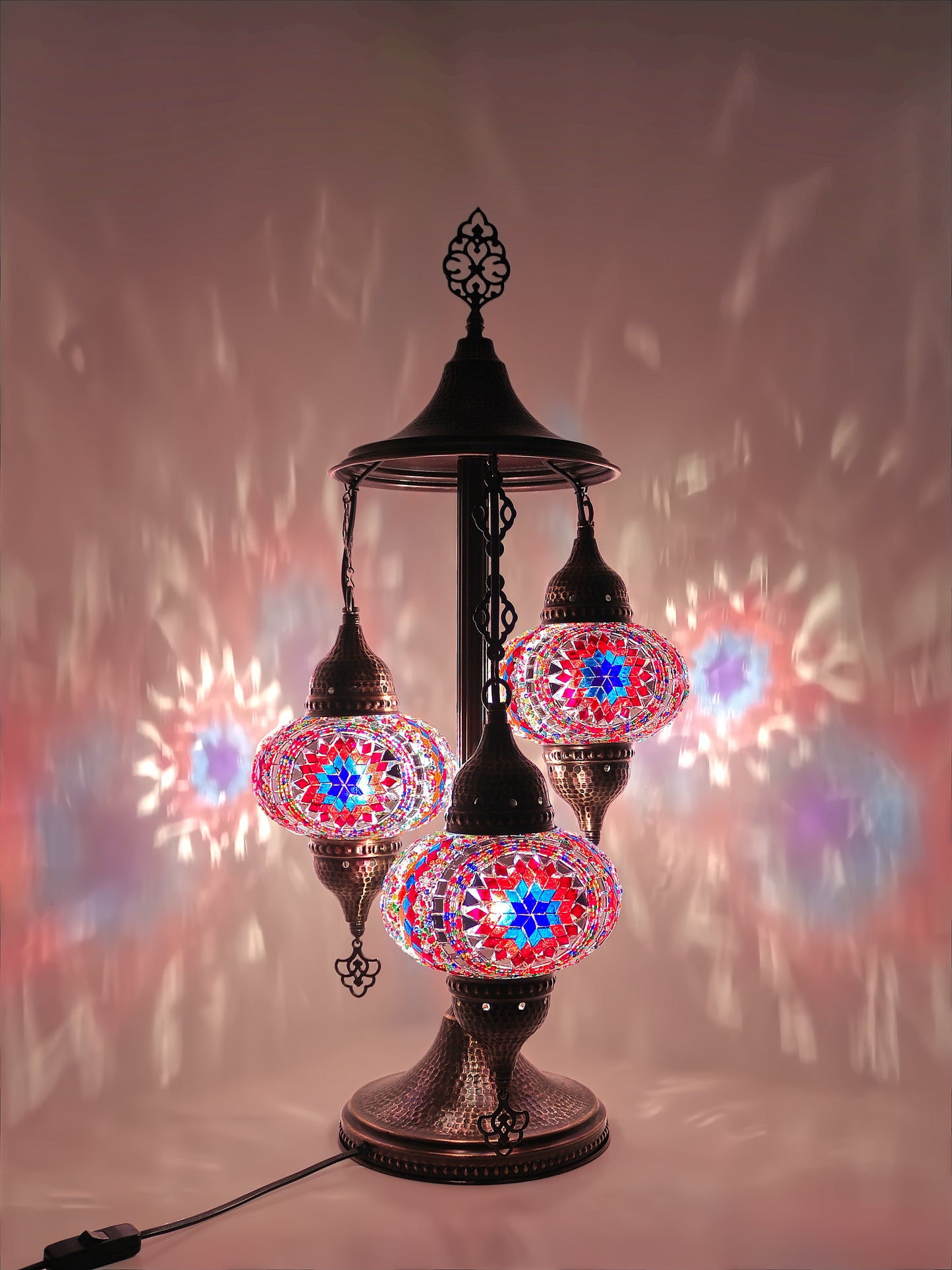 Turkish Mosaic Table Lamp 3 Globe