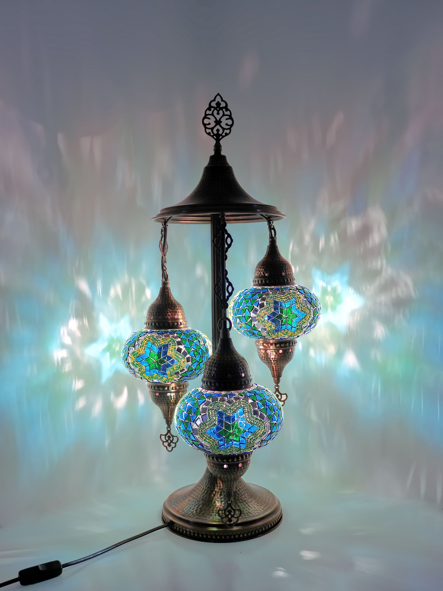 Turkish Mosaic Table Lamp 3 Globe