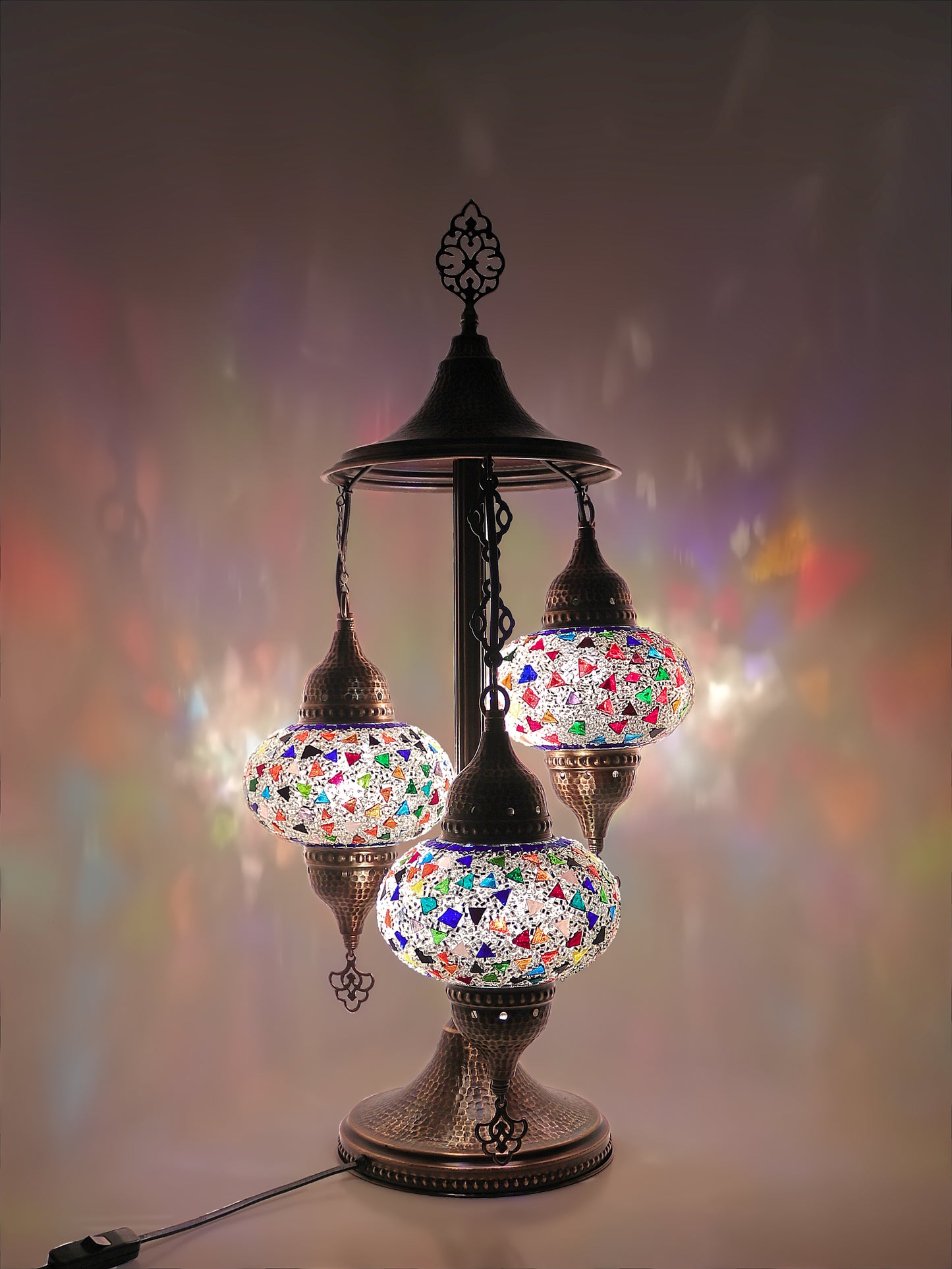 Turkish Mosaic Table Lamp 3 Globe