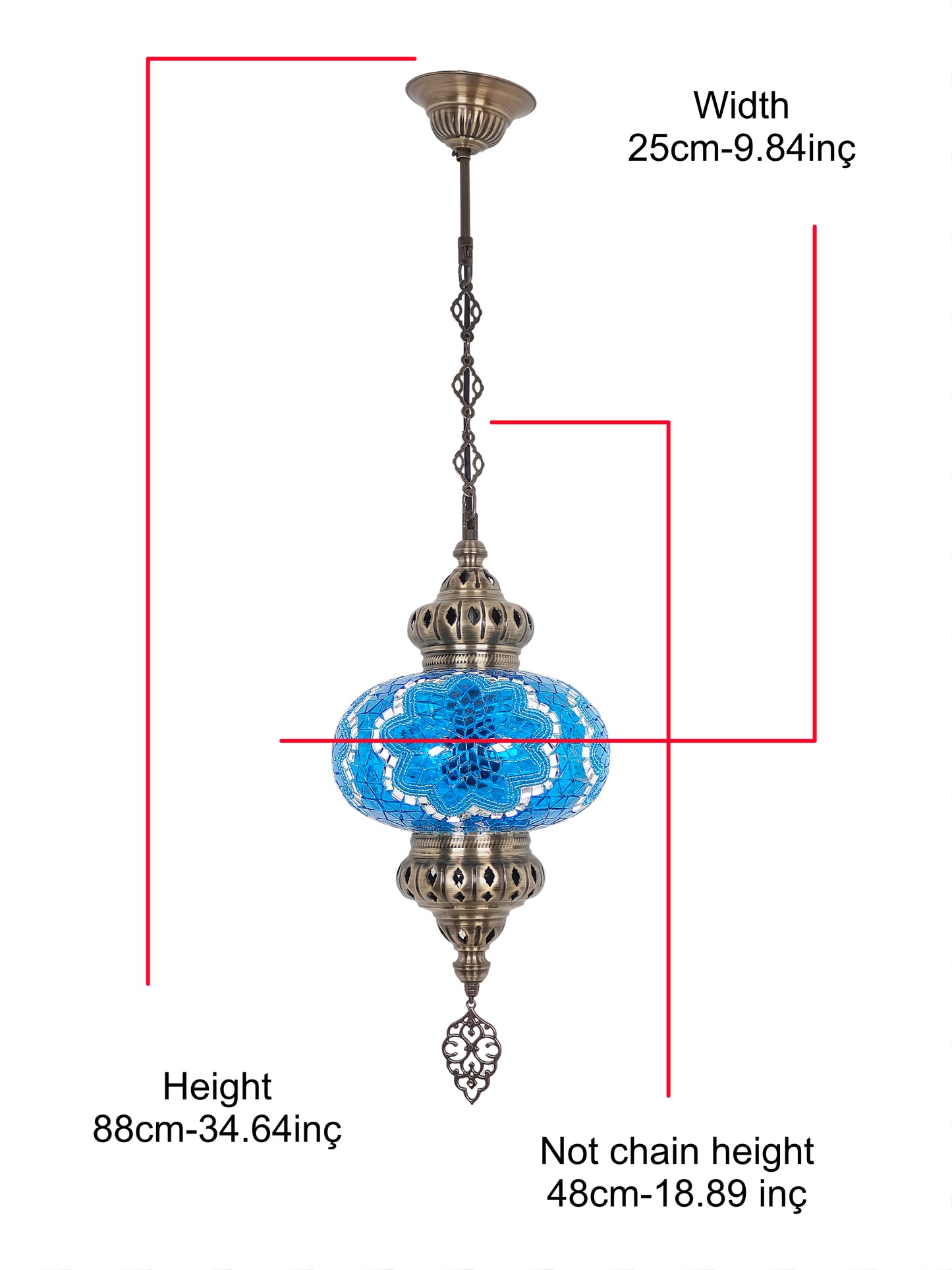 Turkish Mosaic Pendant Lighting 9,84 Inch Diameter