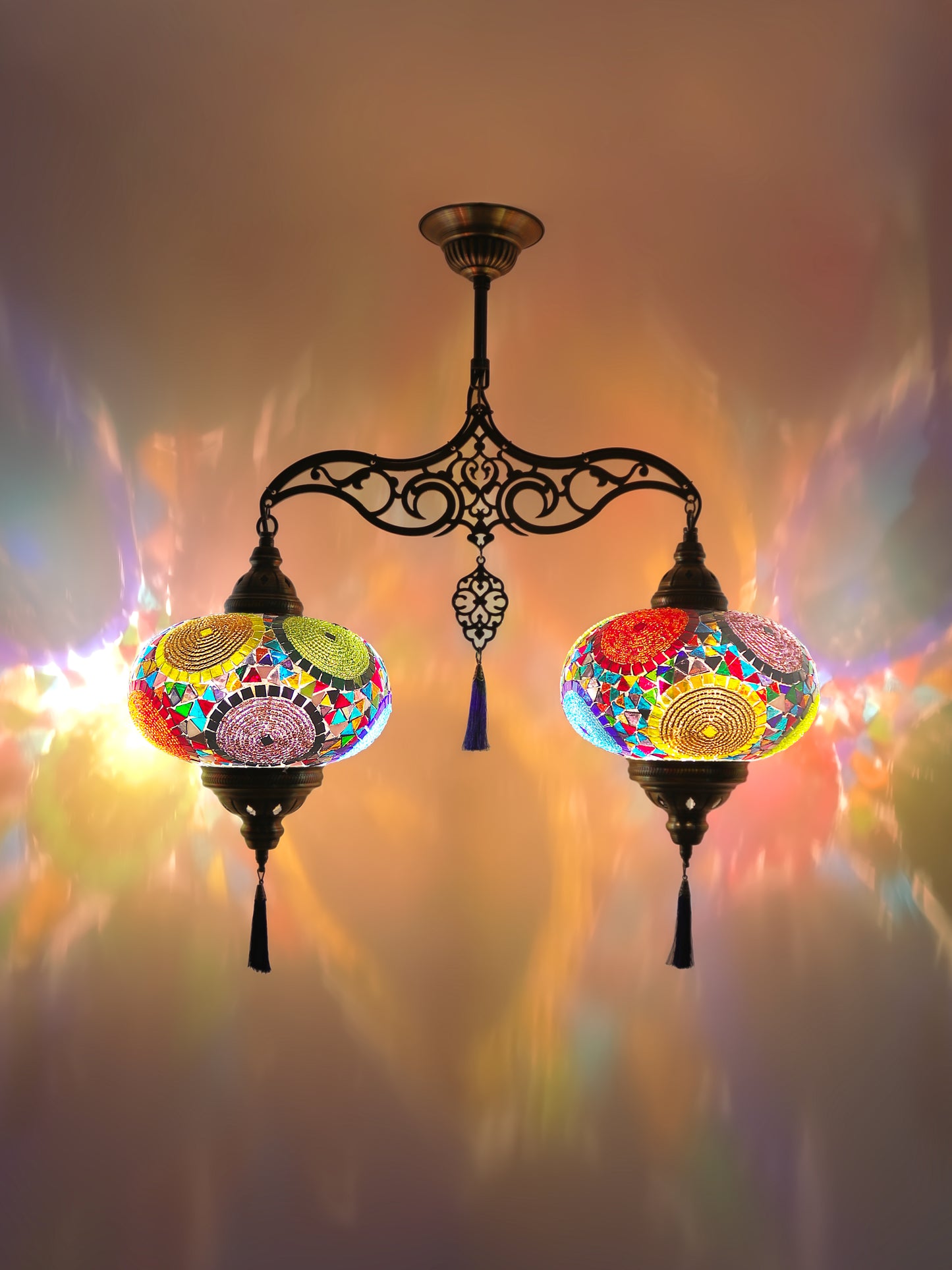 Turkish Mosaic 24'' 2 Globe Chandelier