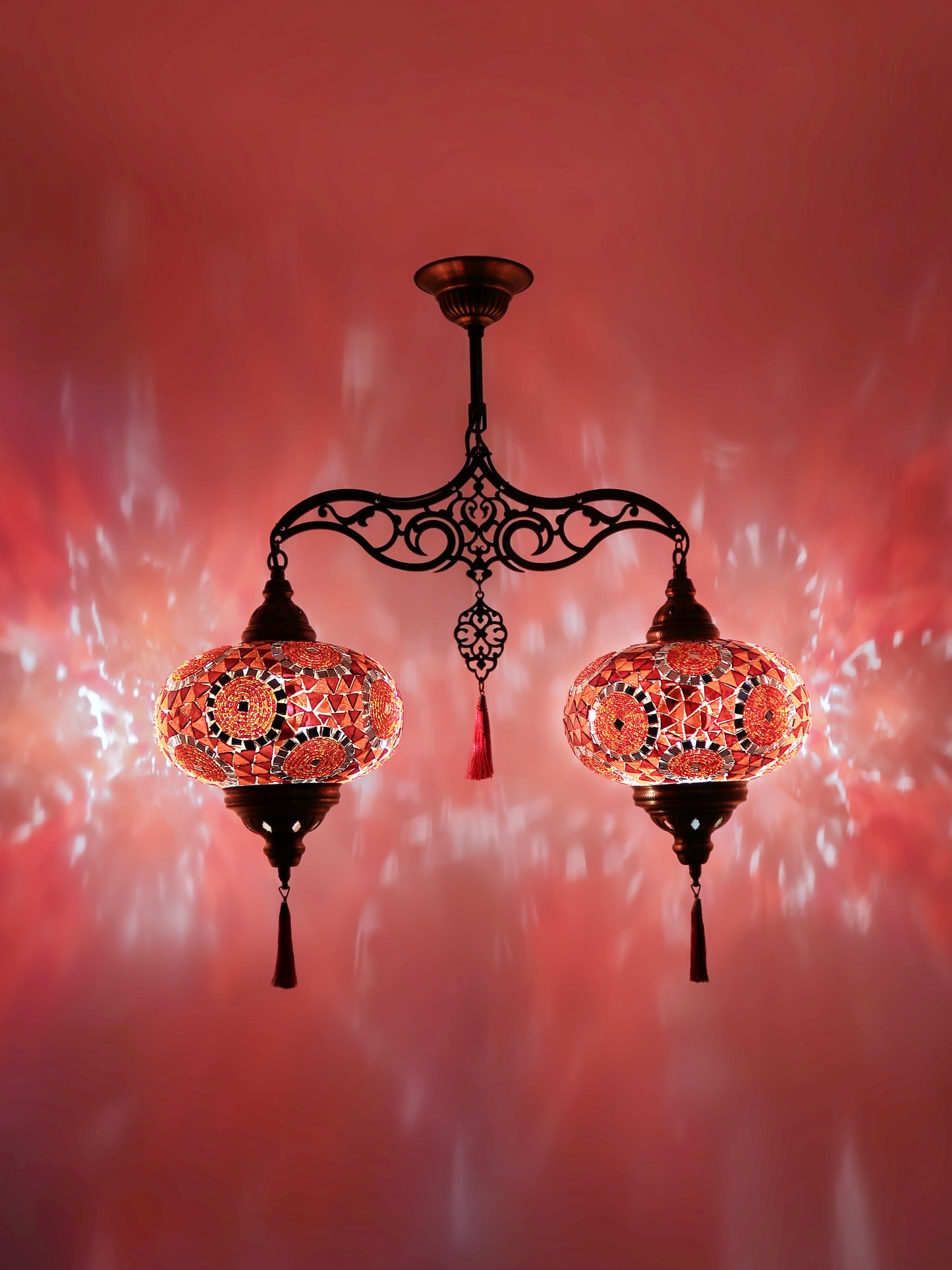 Turkish Mosaic 24'' 2 Globe Chandelier