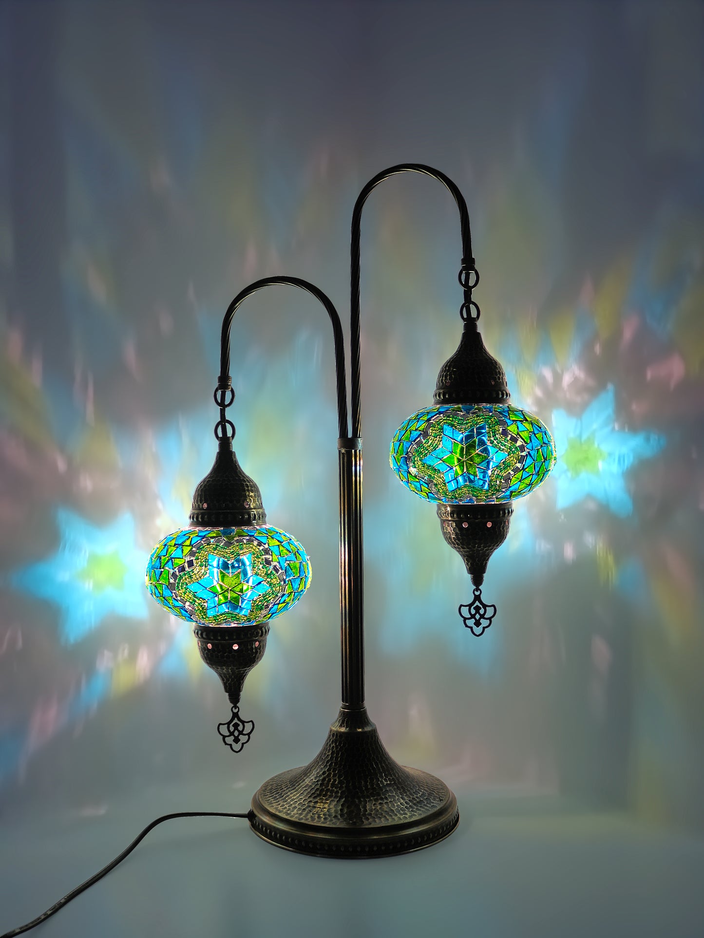 Mosaic Bedside Lamp 2 Globe Turkish Standing Ligh