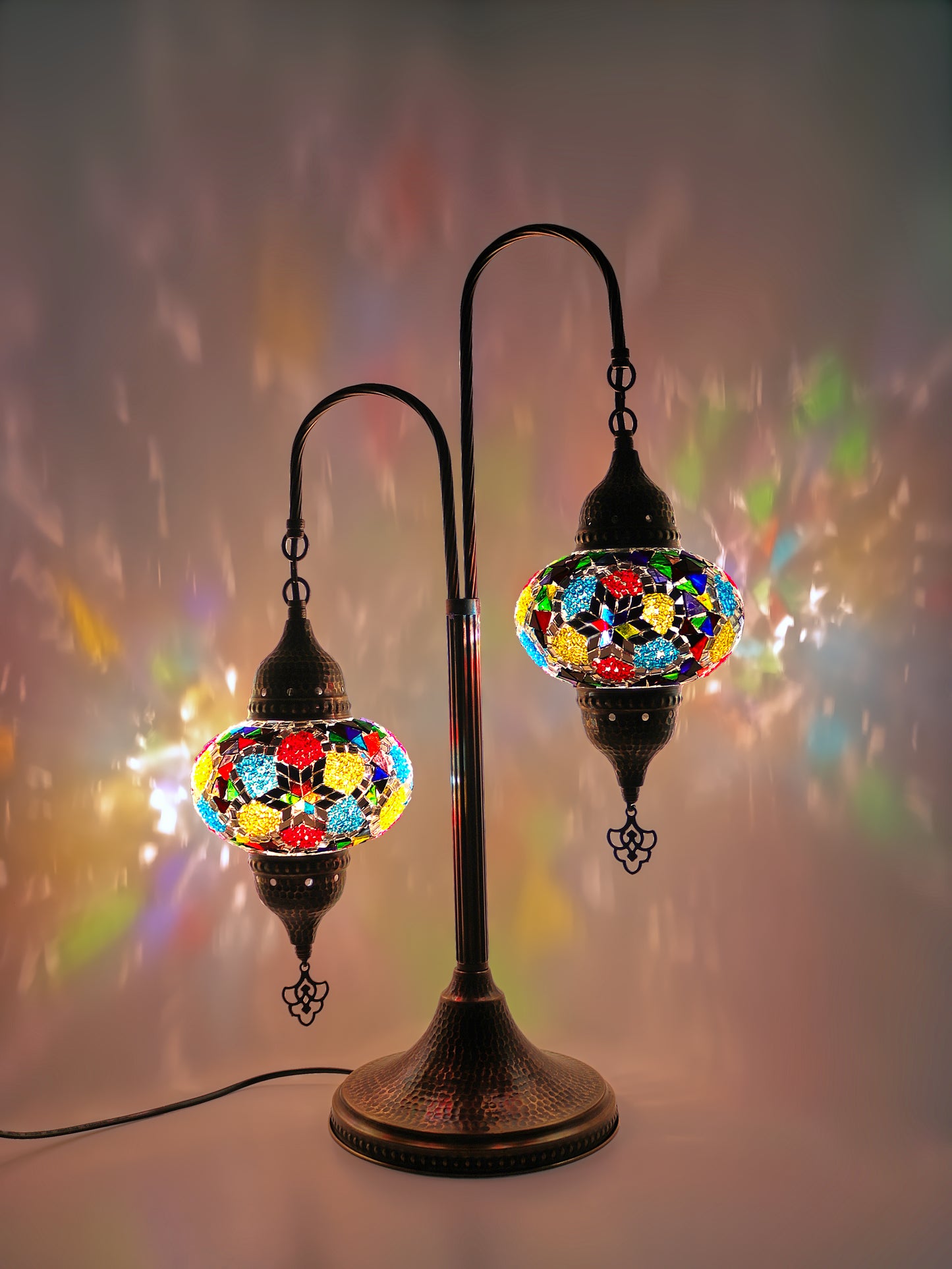 Mosaic Bedside Lamp 2 Globe Turkish Standing Ligh