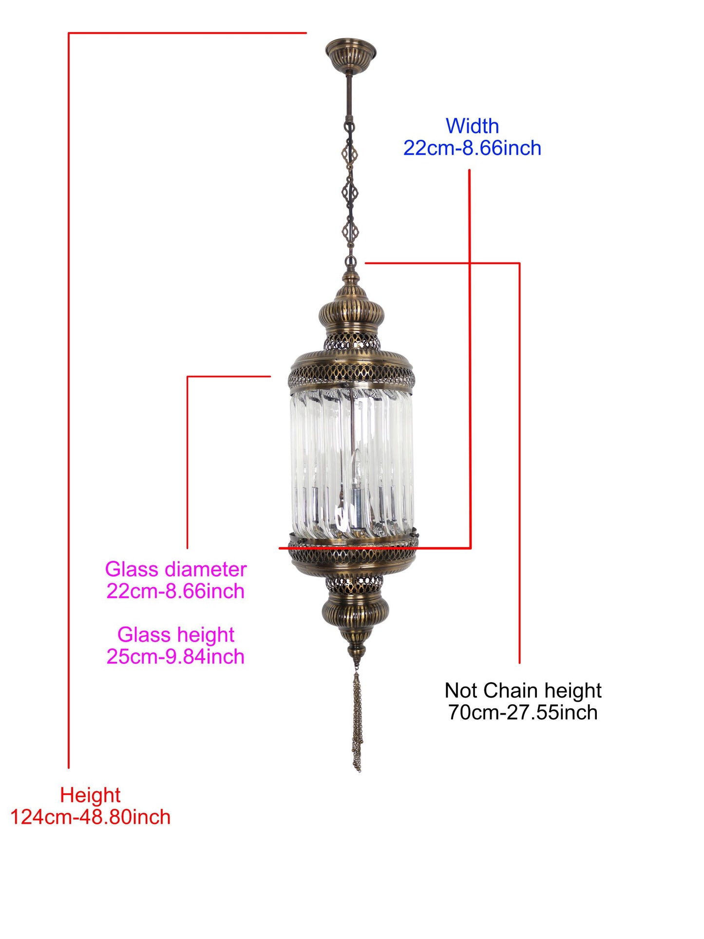 Big Cylinder Pyrex glass Clear Lantern Hanging Lamp