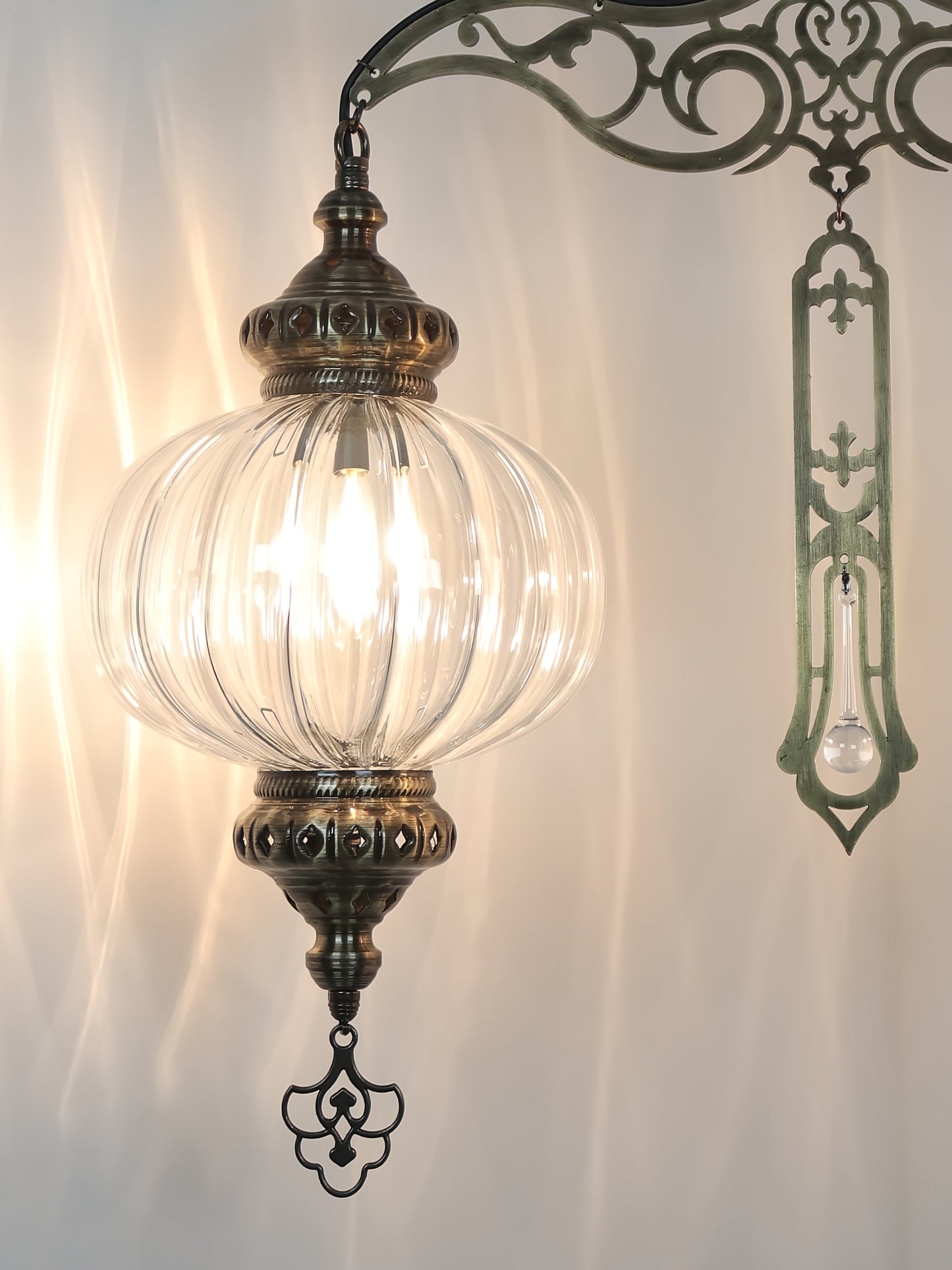 Turkish Design Pyrex Glass 2Globe Chandelier