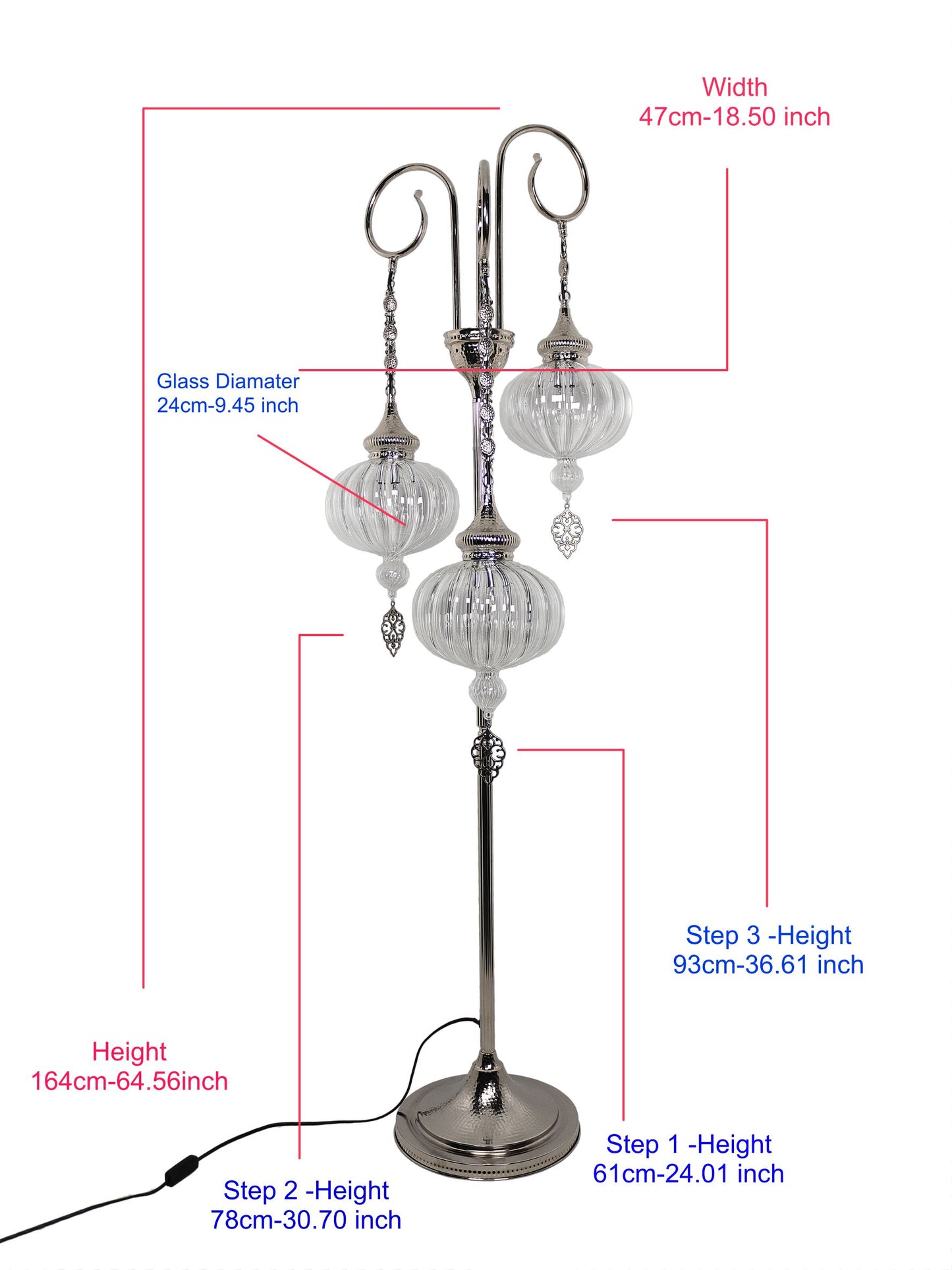 Handmade Pyrex Blown Glass Floor Lamp