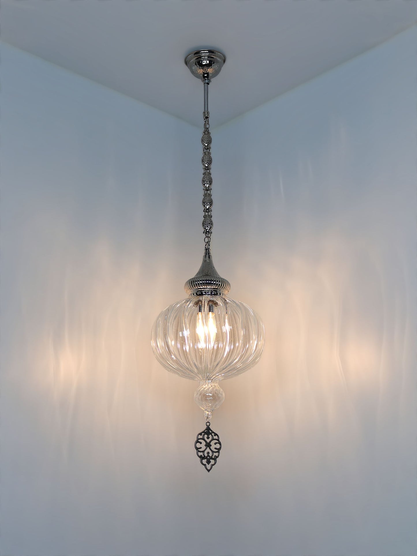 Turkish Blown Pyrex Glass Hanging Lamp