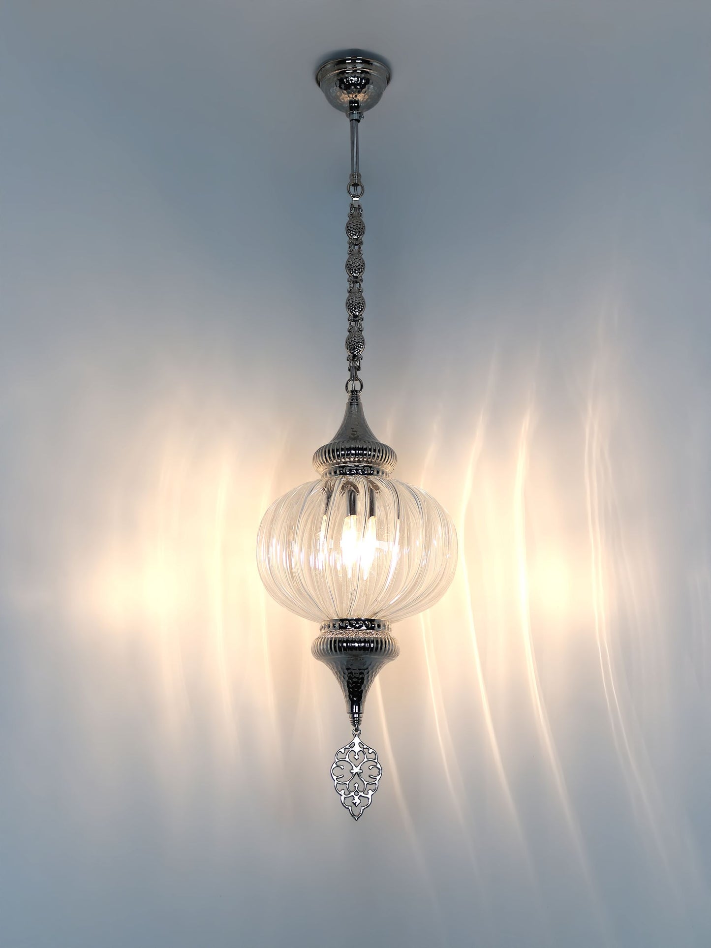 Pyrex Blown Clear Glass Lantern Lamp