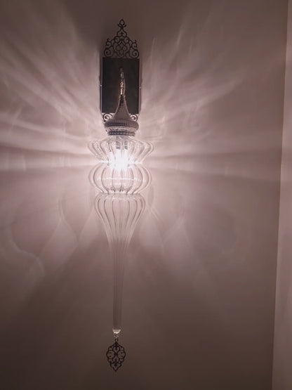 Turkish Pyrex Blown Clear Glass Clear Wall Light
