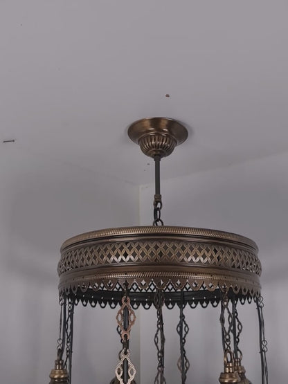 Authentic Turkish Ottoman Mosaic Chandelier 9 globe