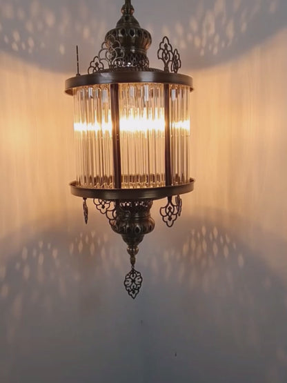 Turkish Pyrex Blown Glass Lantern Fixture Modern Ceiling Light