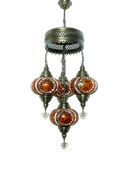 Turkish Mosaic Chandelier 4 Globe Dıfferent Color