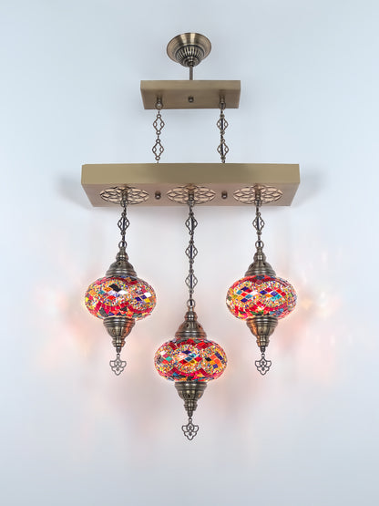Turkish 3 Globes Mosaic Glass Chandelier Lighting