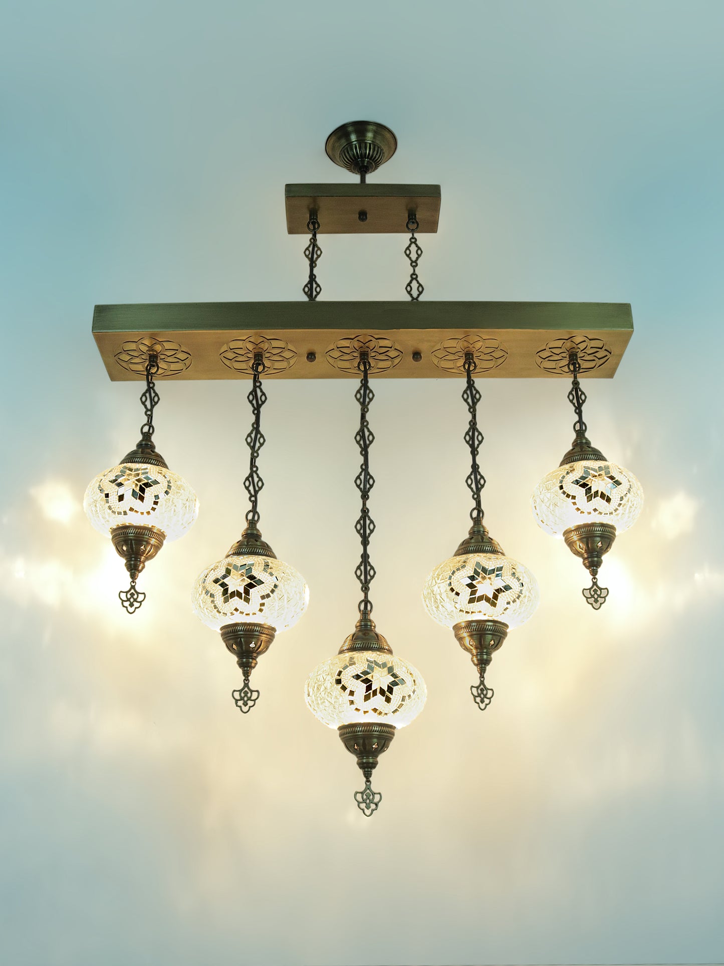 Turkish mosaic lamp dining room chandelier (WHITE FLOWER)