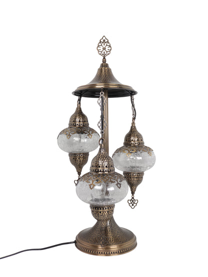 Turkish 3Globe Table Lamp With Cracked Pattern
