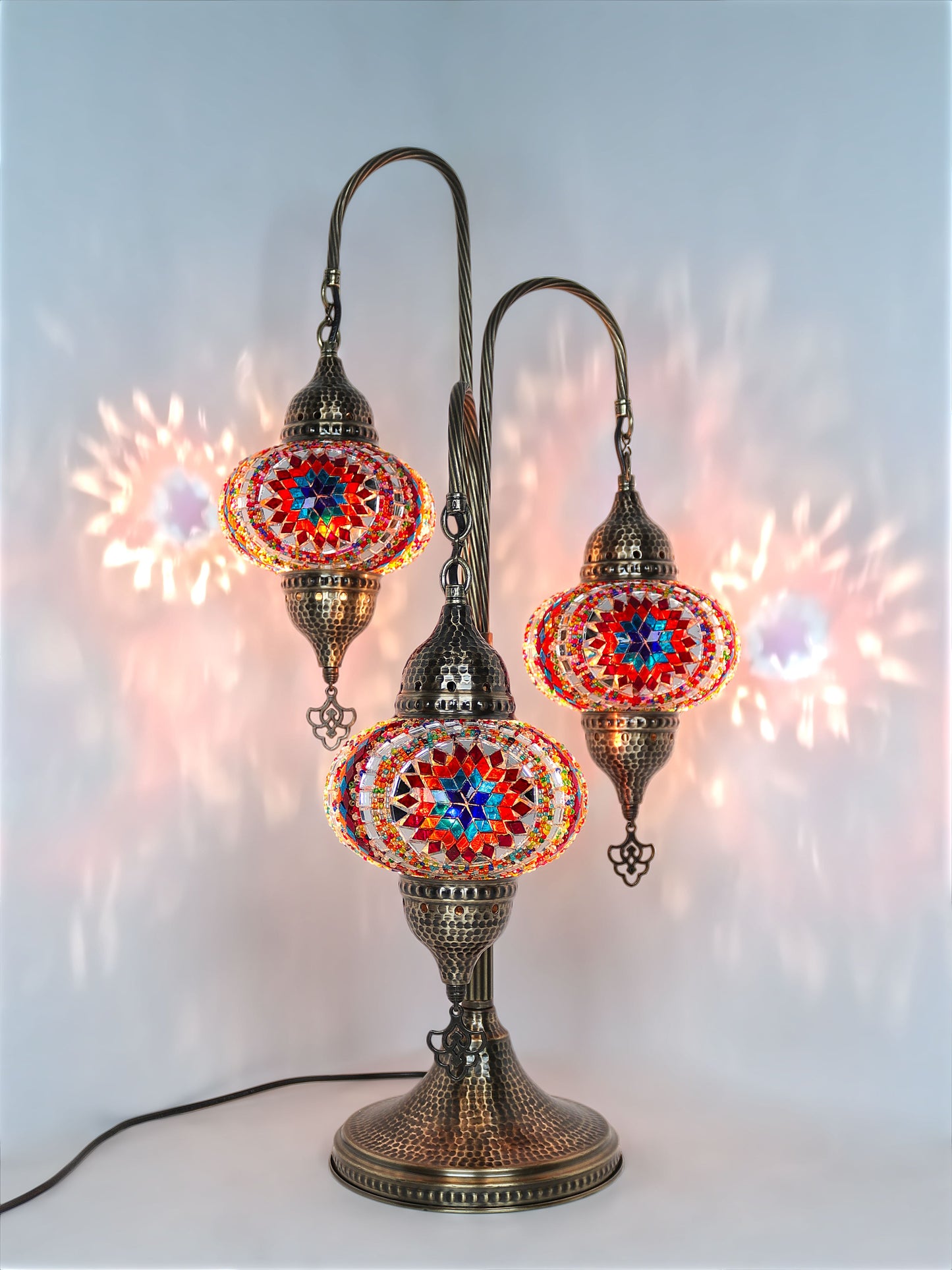 Turkish Mosaic Table Lamp 3 Globe Tree Design