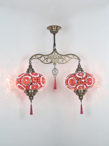 Turkish Mosaic 24'' 2 Globe Chandelier