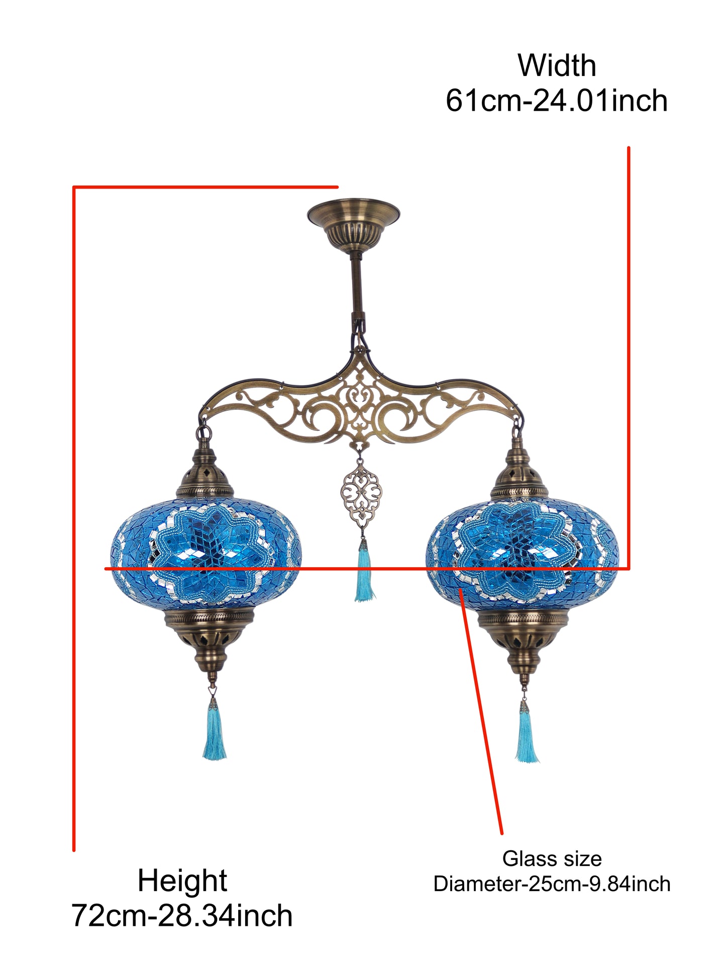 Turkish Mosaic 24'' 2 Globe Chandelier