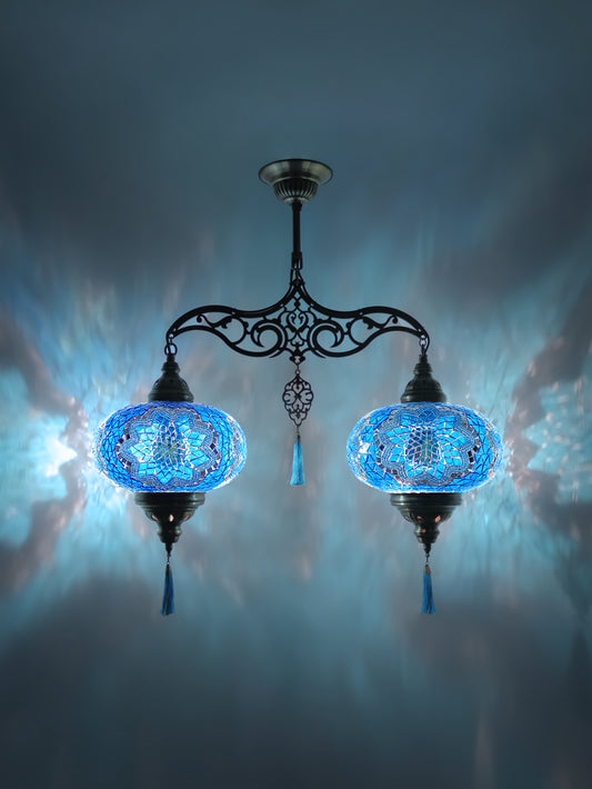 Turkish Mosaic 24'' 2 Globe Chandelier