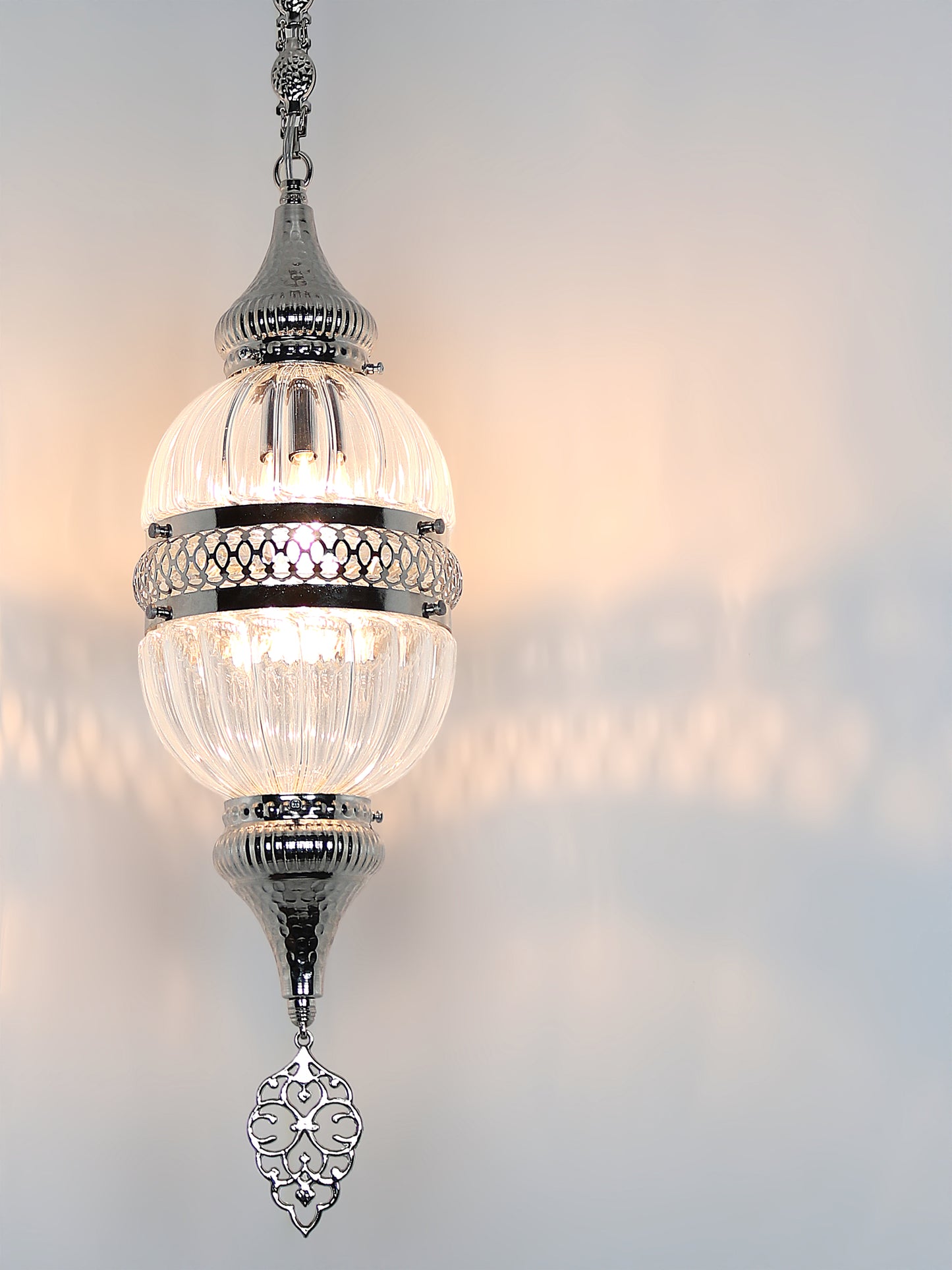 Turkish Lantern Pyrex Blown Glass Pendant Lamp