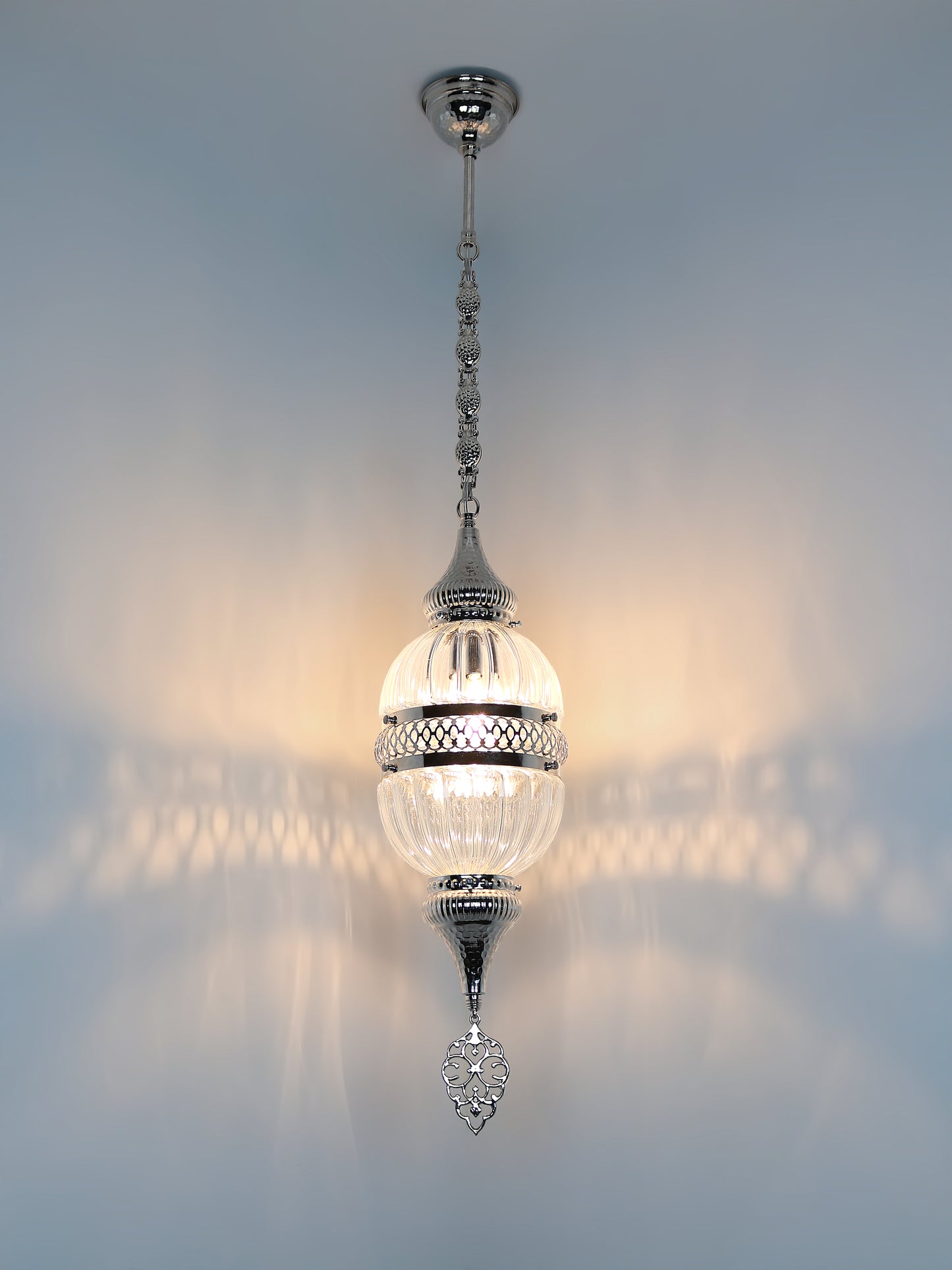 Turkish Lantern Pyrex Blown Glass Pendant Lamp