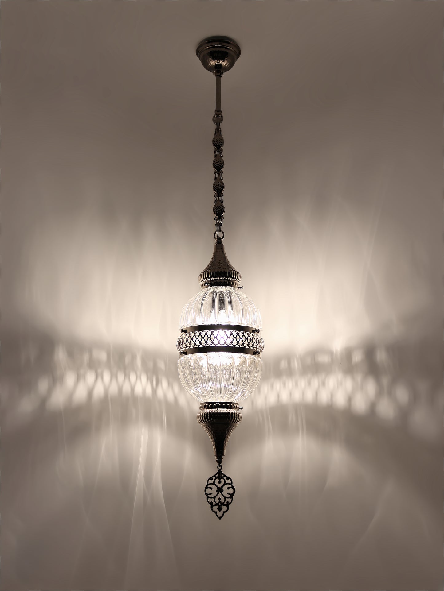 Turkish Lantern Pyrex Blown Glass Pendant Lamp