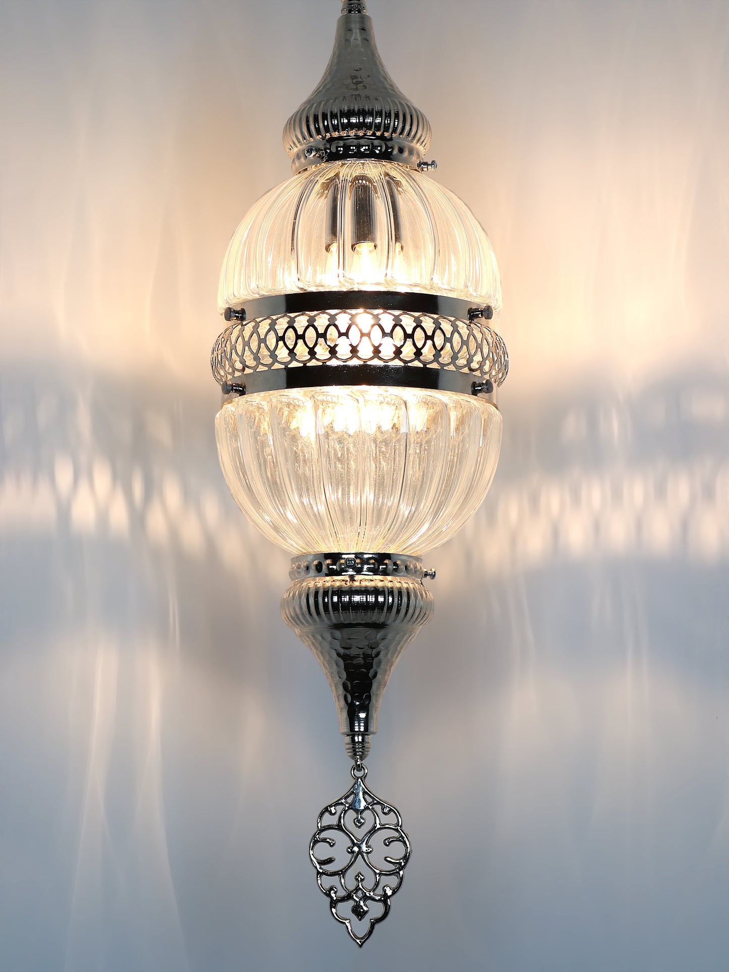 Turkish Lantern Pyrex Blown Glass Pendant Lamp