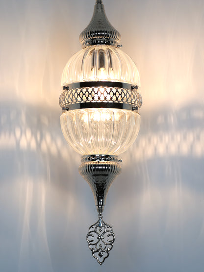 Turkish Lantern Pyrex Blown Glass Pendant Lamp