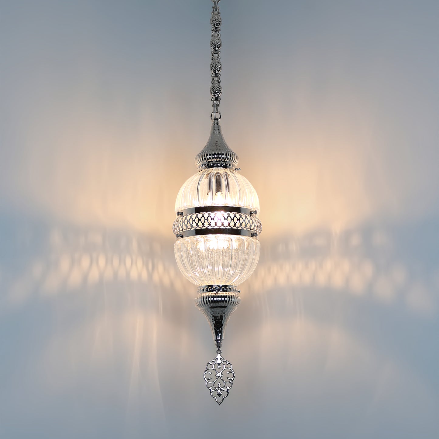 Turkish Lantern Pyrex Blown Glass Pendant Lamp