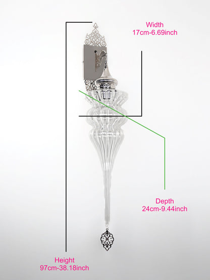 Turkish Pyrex Blown Clear Glass Clear Wall Light