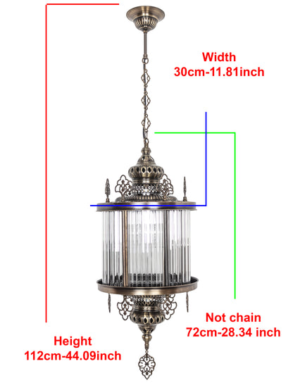 Turkish Pyrex Blown Glass Lantern Fixture Modern Ceiling Light