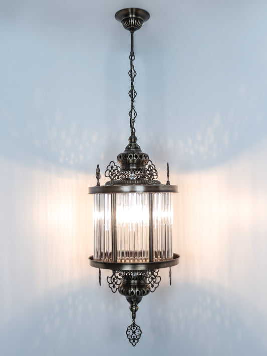 Turkish Pyrex Blown Glass Lantern Fixture Modern Ceiling Light