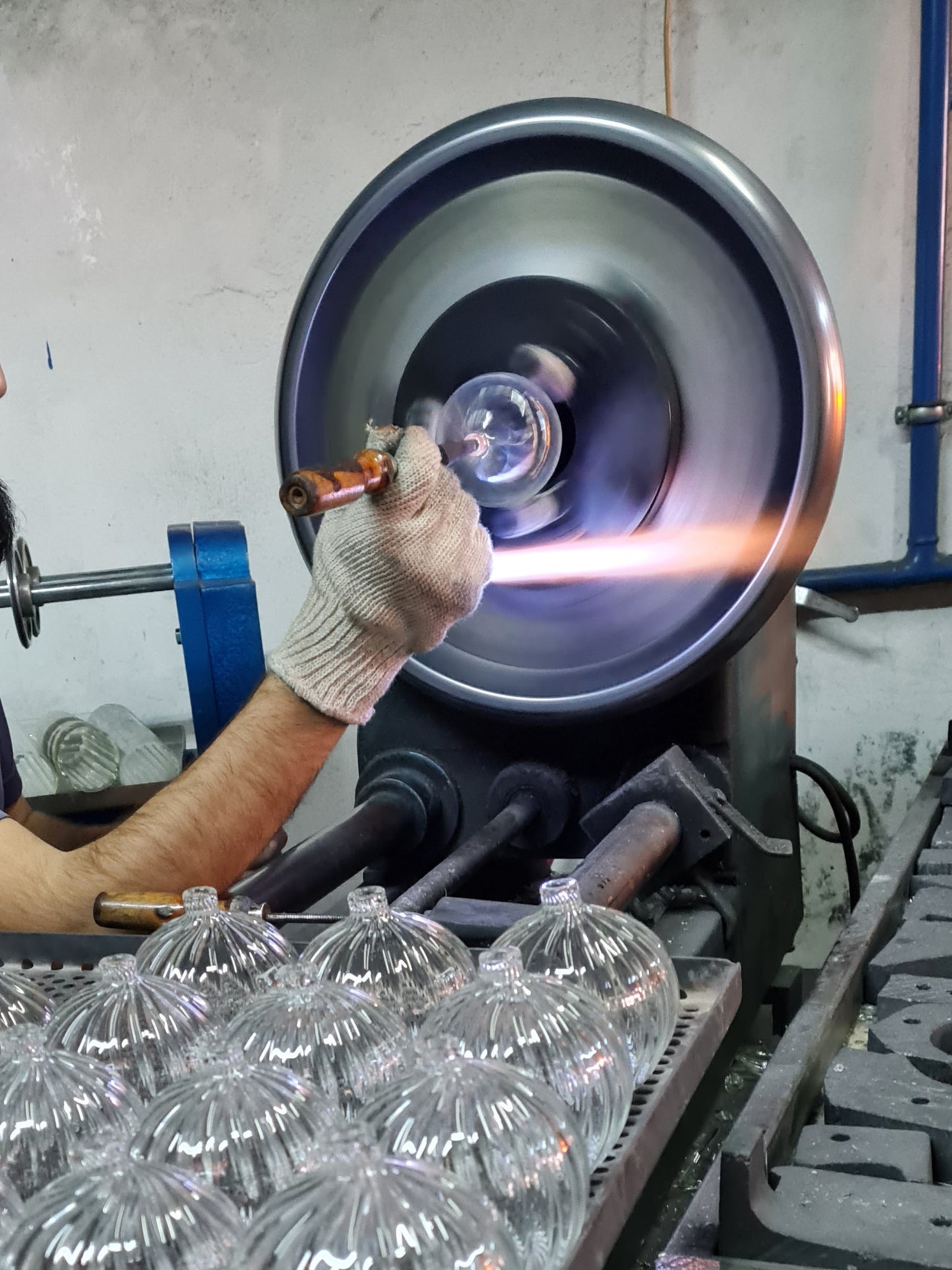 Turkish Pyrex Blown Glass Chandelier 11 Globe